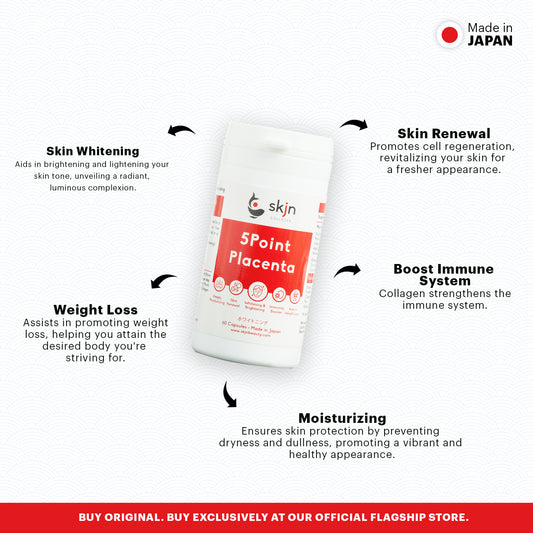 BUNDLE SET 2: SAVE PHP1,200 on 10 SKJN 5Point Placenta 60 Capsules Supplements